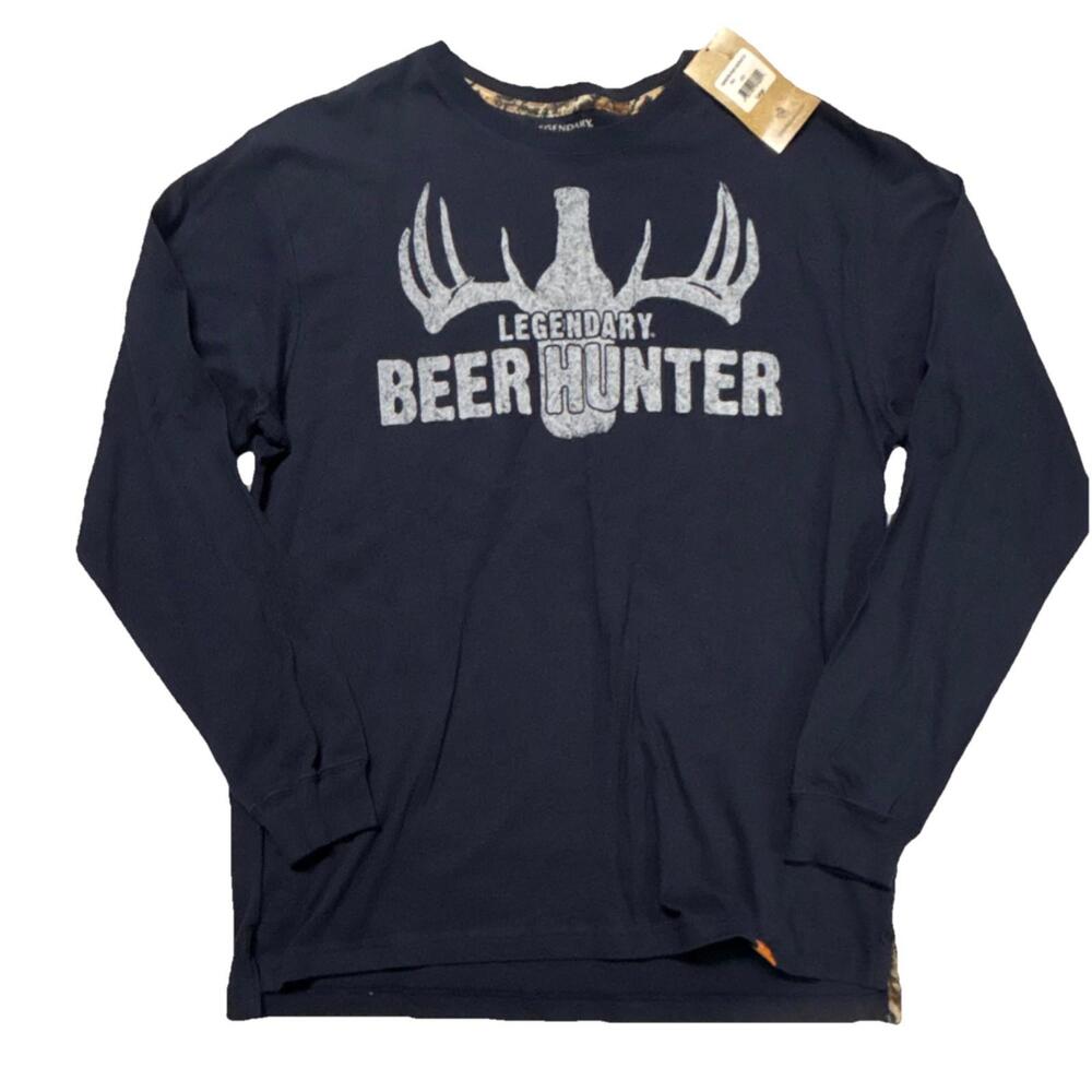 Legendary‎ Whitetails Beer Hunter Navy Long Sleeve Size L